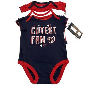 Washington Nationals MLB Baseball Team Bodysuit Girls 3/6 Months 3 PC Set New